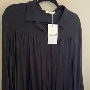 NWT Women's Elegant Black Pleated Blouse- Size Medium